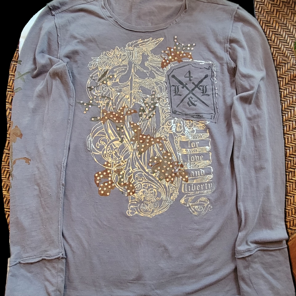 For Love And Liberty Top With  Graphic Design And  Sequins